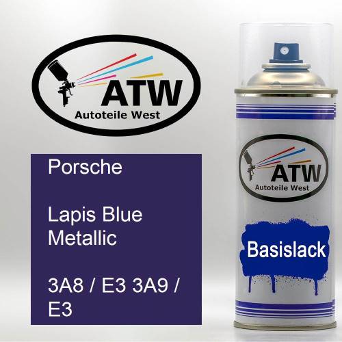 Porsche, Lapis Blue Metallic, 3A8 / E3 3A9 / E3: 400ml Sprühdose, von ATW Autoteile West.